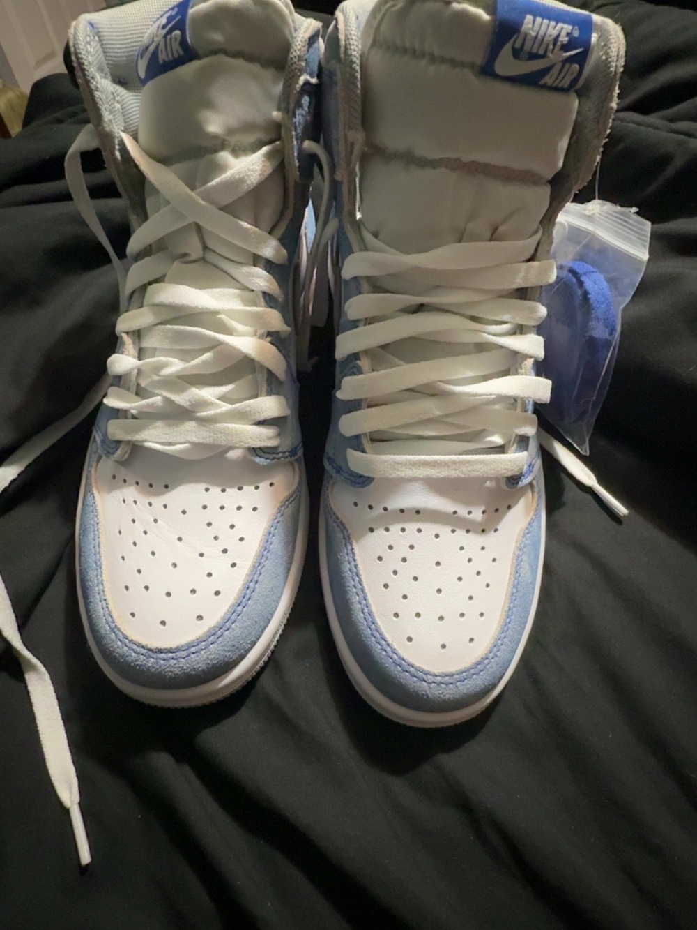 Nike Air High-Top Sneakers in White and Light Blue